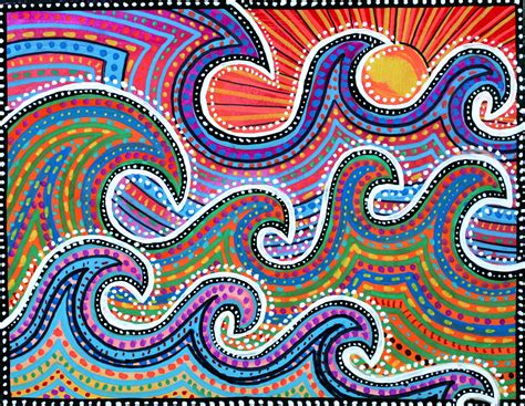 ABORIGINAL WAVES | Aboriginal art, Aboriginal painting, Aboriginal dot ...