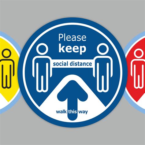 Social Distance Signs Floor sticker 2m apart, One way arrow Wear mask