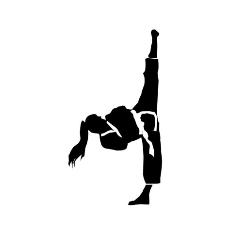 silhouette of taekwondo girl showing her high kick 6537727 Vector Art at Vecteezy