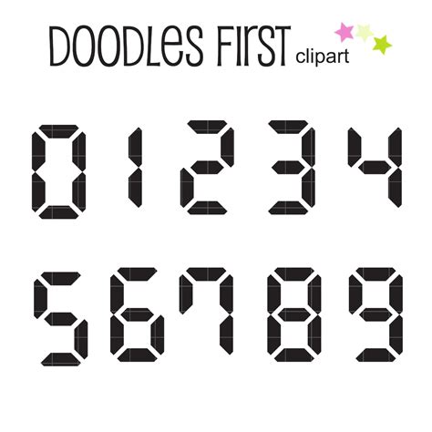 Digital Clock Numbers Digital Clip Art for Scrapbooking Card Making Cupcake Toppers Paper Crafts ...