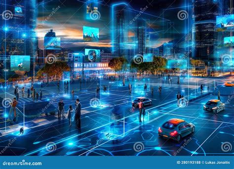 Futuristic Cityscape with Interconnected Smart Devices and Autonomous ...