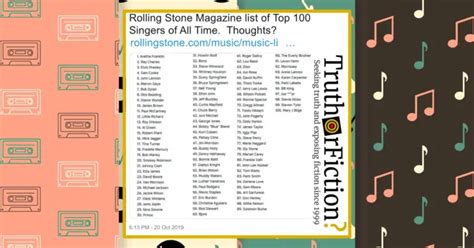 ‘Rolling Stone’ List of Top 100 Singers of All Time – Truth or Fiction?