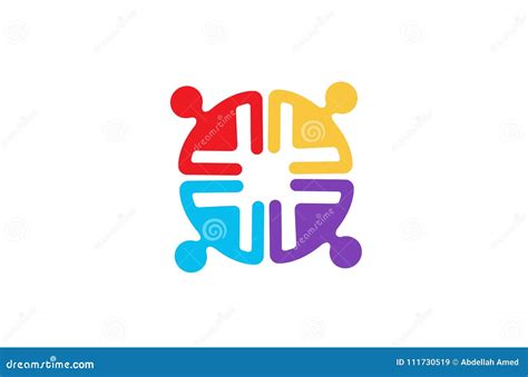 Colorful People Four Group Team Logo Stock Vector - Illustration of four, colorful: 111730519