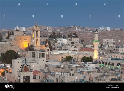 Panoramic skyline of Bethlehem at dusk , Palestine Stock Photo - Alamy