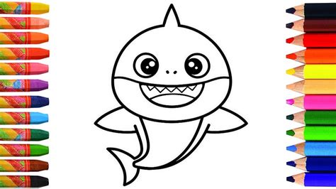 How to Draw Baby Shark - drawing baby shark - step by step for kids ...