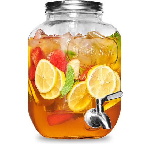 FineDine Glass Drink Dispenser for Fridge - 1 Gallon Water, Laundry Detergent or Beverage ...