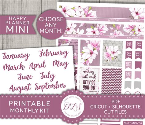 PRINTABLE Monthly Planner Stickers Mini Happy Planner Monthly | Etsy