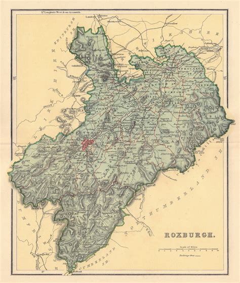 ROXBURGHSHIRE antique county map. Scotland. LIZARS 1895 old chart