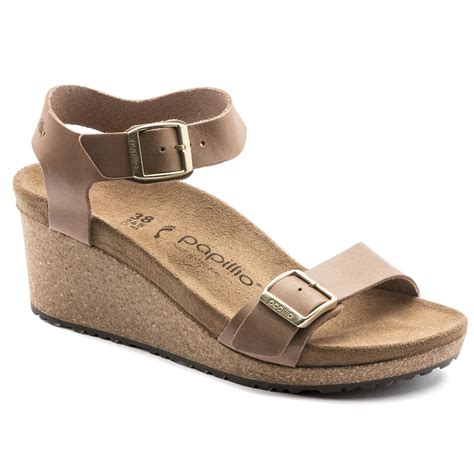 Birkenstock Women's Papillio Soley Wedge Sandal Cognac Oiled Leather ...