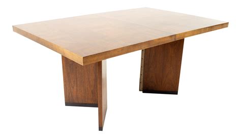 Paul Evans Style Lane Mid Century Brutalist Patchwork Walnut Pedestal 10 Person Dining Table ...