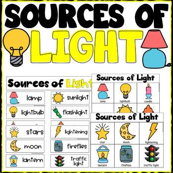 Sources of Light for 3K, Pre-K, Preschool and Kindergarten | TpT