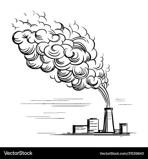 Doodle sketch a factory with smoke from a pipe Vector Image