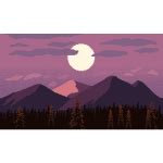 Mountain cabin along stream vector drawing | Free SVG