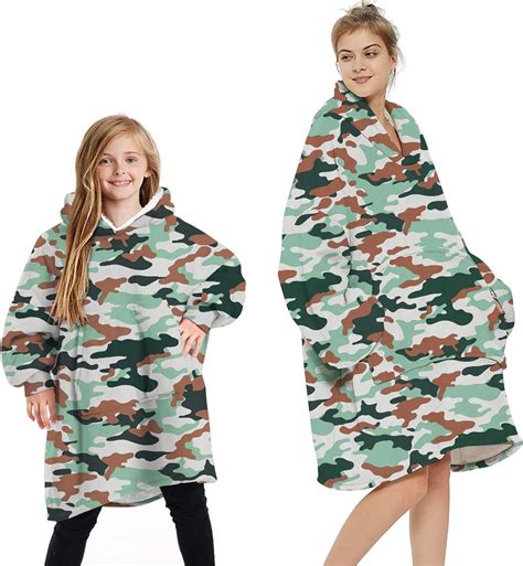 L&ieserram Oversized Oodie Blanket Hoodie Fluffy Fleece Hoodie Blanket for Women Men Kids ...