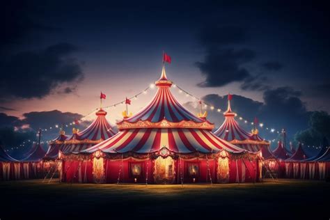 Premium Photo | Circus tent with illuminations lights at night Cirque facade