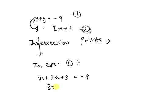 SOLVED: The graph of x + y = -9 is shown. Use the Add Arrow tool to graph the equation y = 2x ...