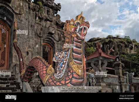 Dragon snake Bali Indonesia temple entrance door close up detail Stock ...