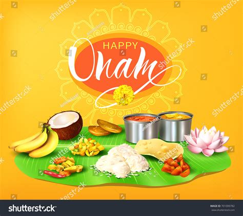 Happy Onam Background Traditional Food Sadya Stock Vector 701099782 ...