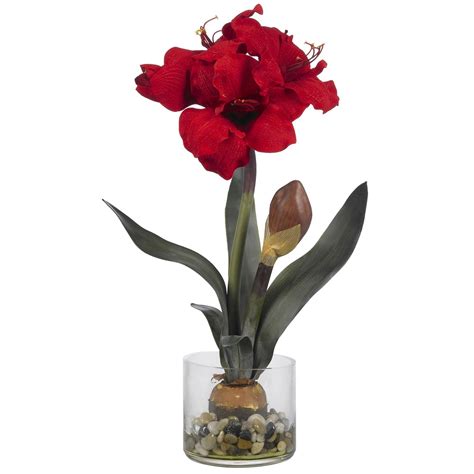 Amaryllis w/Round Vase | Nearly Natural