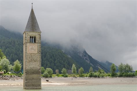 Download free photo of Reschensee, lago di resia, sunken city, south tyrol, fog - from needpix.com