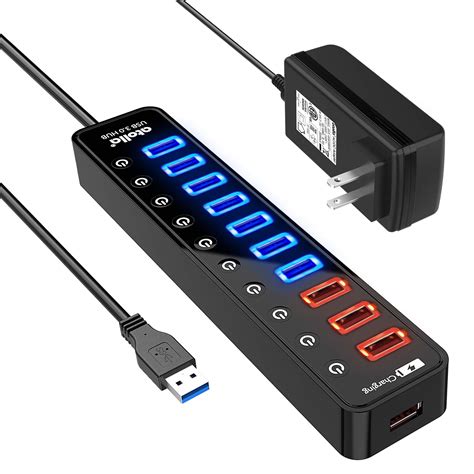 Powered USB 3.0 Hub, Atolla USB 3.0 Data Hub 11 Ports - 7 USB 3.0 Data ...