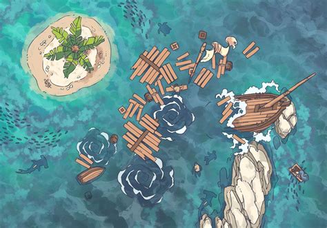 Ocean Surface Assets & Shipwreck Map, a FREE battle map and art assets pack for D&D / Dungeons ...