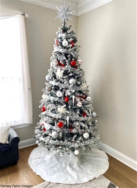 White fur tree skirt, Christmas tree skirt, white fur tree skirt, fur ...