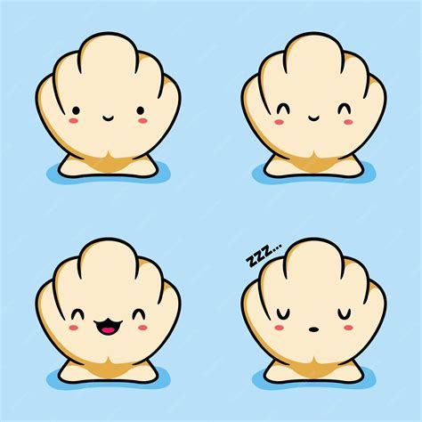 Premium Vector | Vector illustration of kawaii sea shell emoji