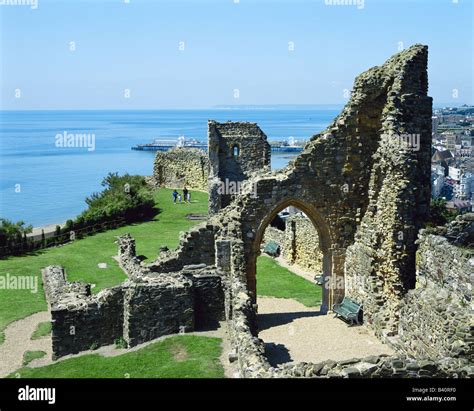 Hastings Castle Ruins East Sussex England Gb Stock Photo, Royalty Free ...