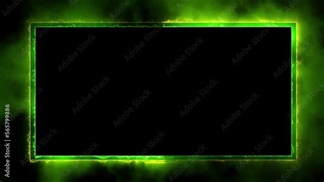 neon border frame, green glowing border, rectangle, square, frame ...