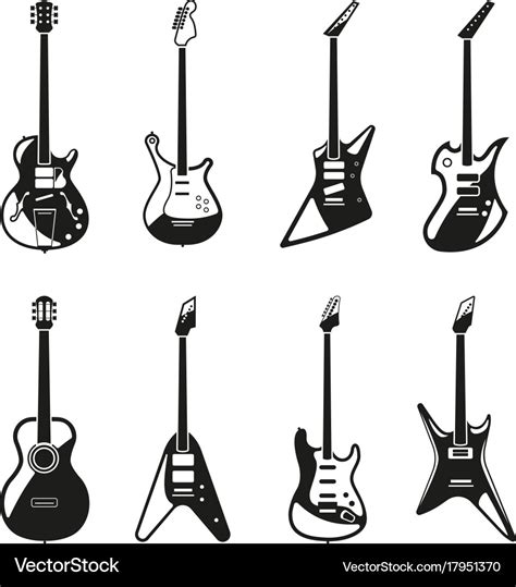 Different rock electric guitars set Royalty Free Vector