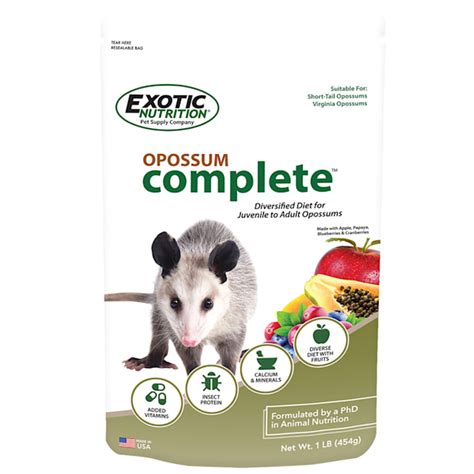 Exotic Nutrition Opossum Complete Food with Fruits & Protein 1 lb