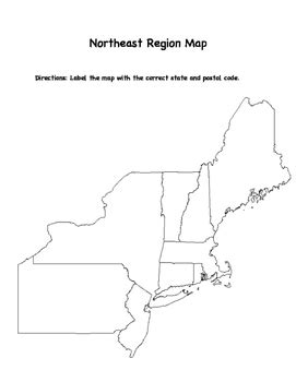 Northeast States Blank Map Printable