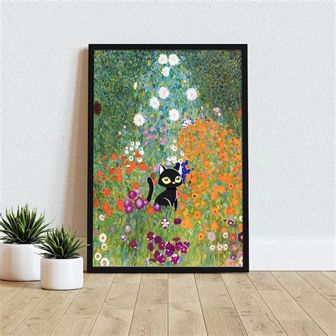 Gustav Klimt Garden Cat Print, Klimt Flowers Cat Poster, Flo - Inspire ...