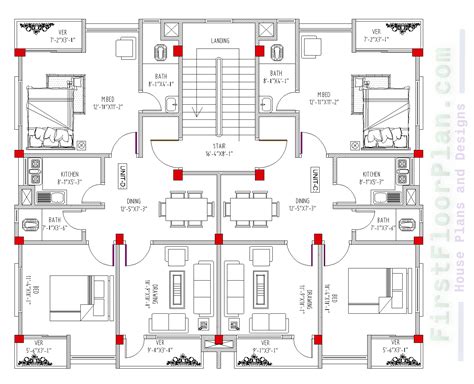 Three Storey Building Floor plan and Front Elevation - First Floor Plan ...