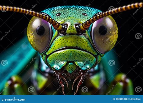 Close Up View of Grasshopper S Face Stock Illustration - Illustration ...