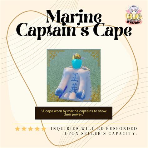 Marine Captain's Cape GPO Grand Piece Online - Etsy UK