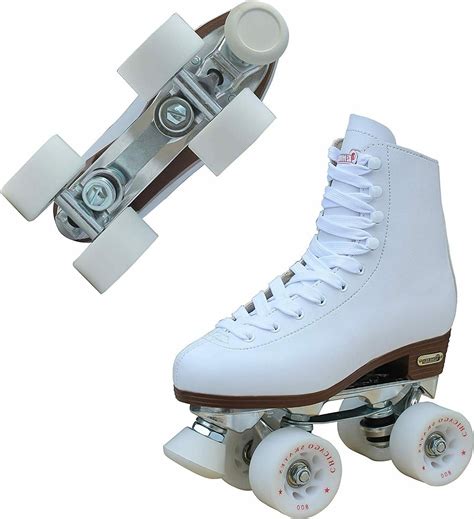 Chicago Premium Deluxe Roller Skates, White, ABEC-3 Bearings,