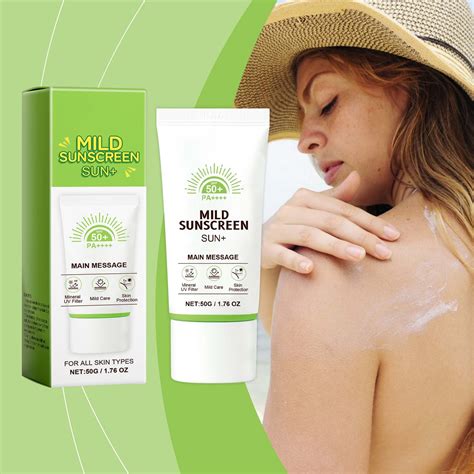 Sunscreen SPF 50 Mineral Sunscreen UV Filter Mild Care For All Skin Types Everyday Lotion Broad ...