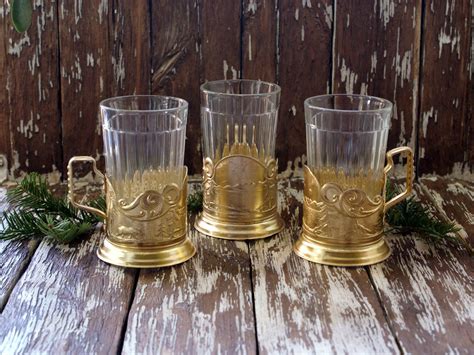 Set of 3 Vintage Soviet Russian Tea Glasses & Holders Urals | Etsy | Vintage soviet, Tea glasses ...