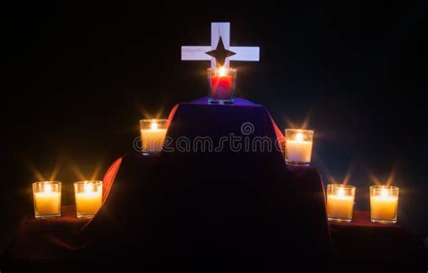 Tenebrae Candles for Service with Cross Stock Image - Image of religious, dark: 110232451