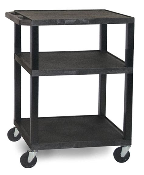 Flat Handle Utility Cart, 300 lb Load Capacity, Number of Shelves 3, 24 ...