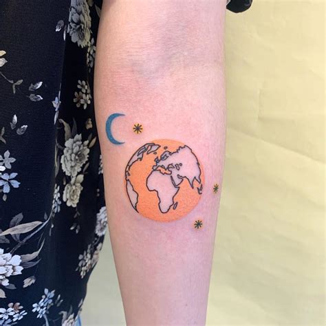 Earth and moon tattoo by @takemymuse - Tattoogrid.net