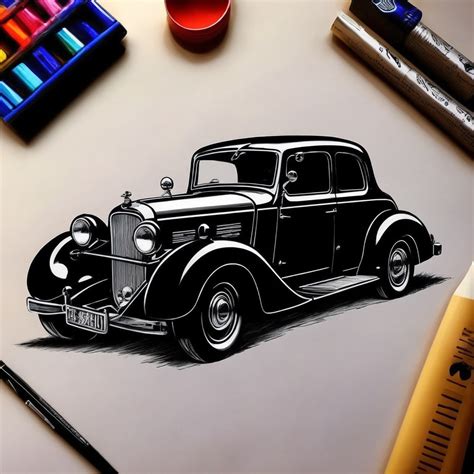 Download Vintage Car, Drawing, Sketch. Royalty-Free Stock Illustration Image - Pixabay