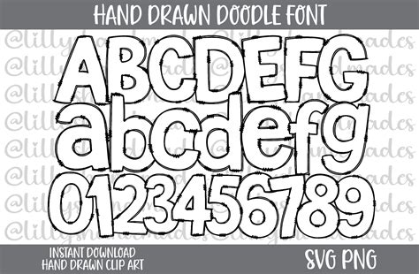 Doodle Font Svg Doodle Font Png Doodle Letters Svg Doodle - Etsy