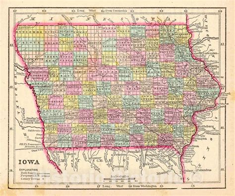 Historic Map : 1857 Iowa : Vintage Wall Art in 2021 | Vintage map ...