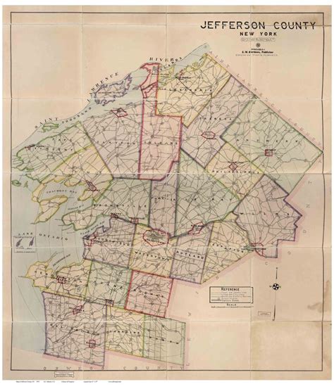 Jefferson county, Old maps, Map canvas art