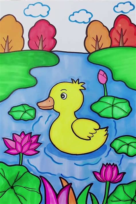 Cute Duck Drawing & Painting Tutorial for Kids & Beginners | Learn to Make Cute Duck Drawing ...