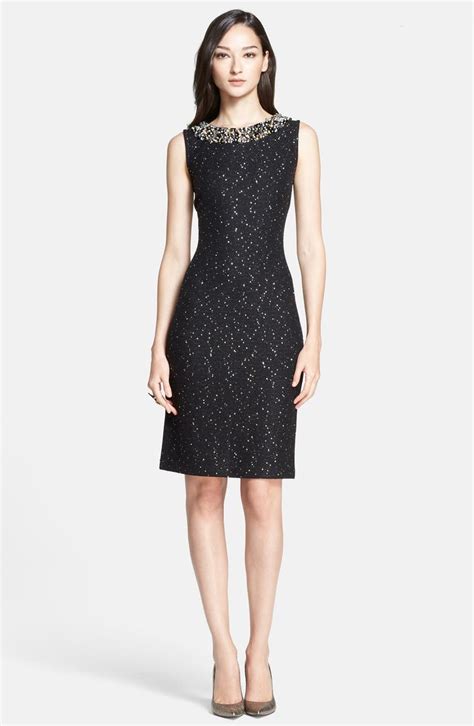 St. John Collection Paillette Knit Dress with Hand Beaded Neckline | Nordstrom