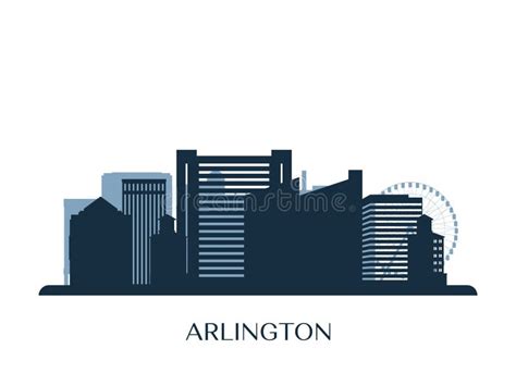 Arlington, Texas Skyline, Monochrome Silhouette. Stock Vector ...